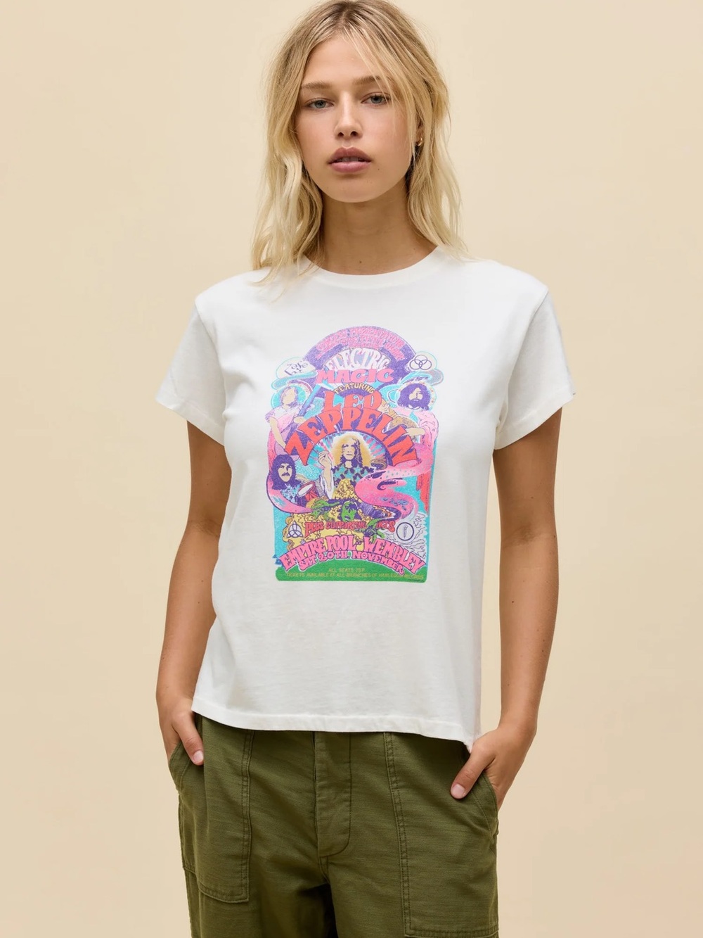 Led Zeppelin Electric Magic White Graphic Tee - Unbranded